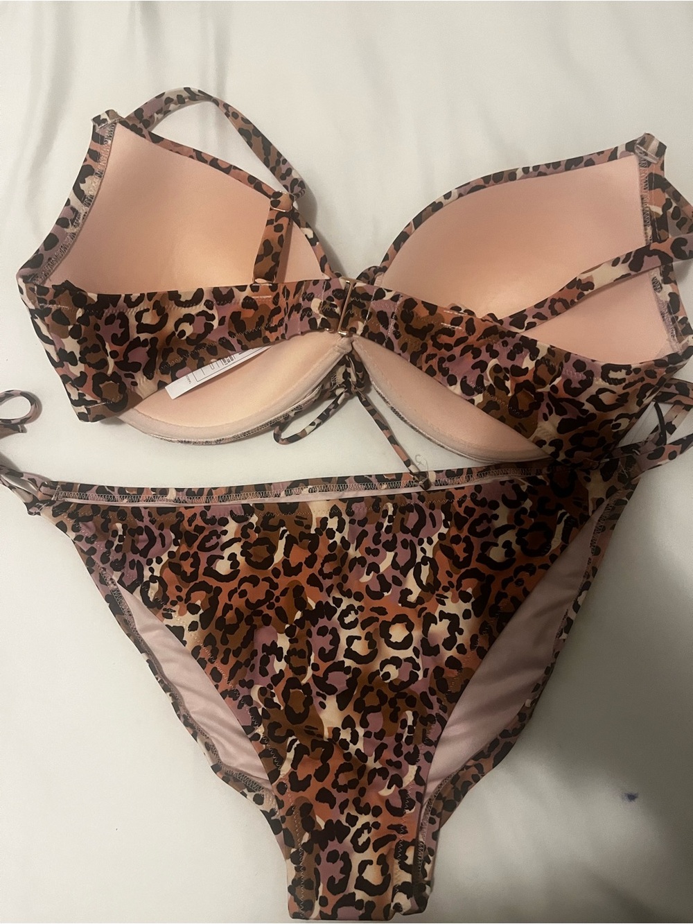 Shade & Shore Leopard Print Bikini in Pink and Brown